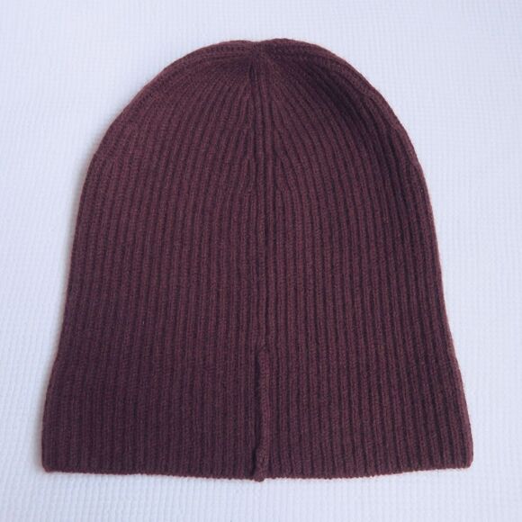 EVERLANE Cashmere Ribbed Beanie One Size Dark Mahogany Brown Winter Wool - Picture 5 of 8